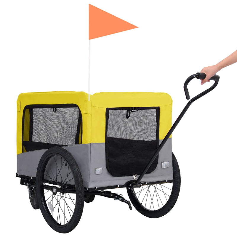 vidaXL 2-in-1 Pet Bike Trailer and Jogging Stroller Yellow and Grey
