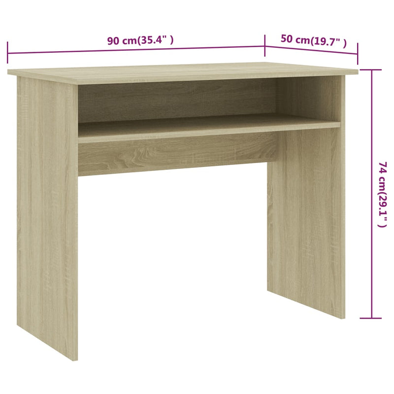 vidaXL Desk Sonoma Oak 90x50x74 cm Engineered Wood