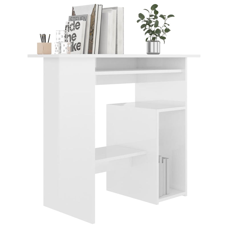 vidaXL Desk High Gloss White 80x45x74 cm Engineered Wood