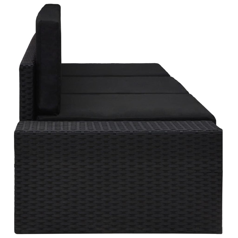vidaXL Sectional Sofa 3-Seater Poly Rattan Black