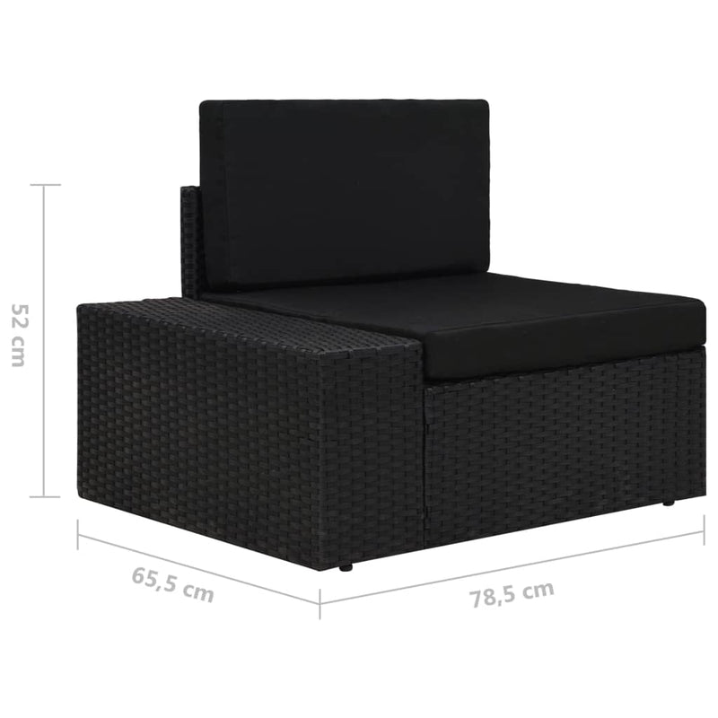 vidaXL Sectional Sofa 3-Seater Poly Rattan Black