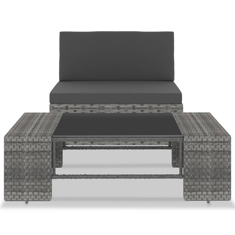 vidaXL 2 Piece Garden Lounge Set Poly Rattan Grey