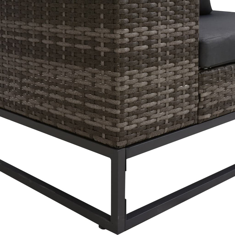 vidaXL 3 Piece Garden Sofa Set with Cushions Poly Rattan Grey