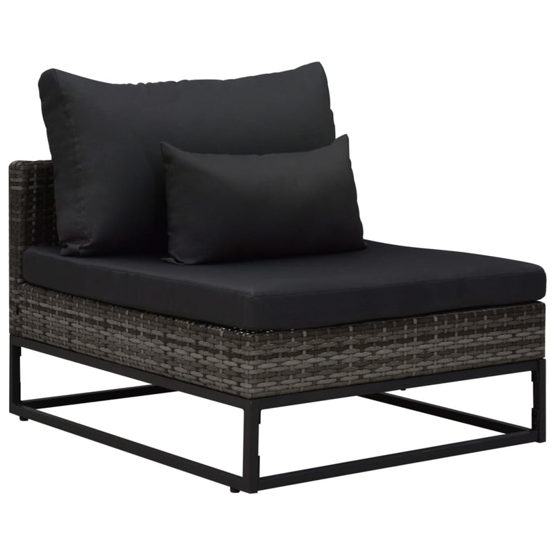 vidaXL 3 Piece Garden Sofa Set with Cushions Poly Rattan Grey