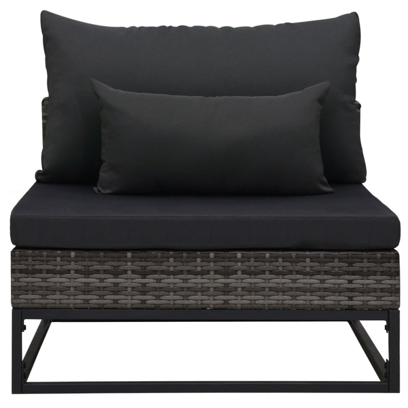 vidaXL 3 Piece Garden Sofa Set with Cushions Poly Rattan Grey