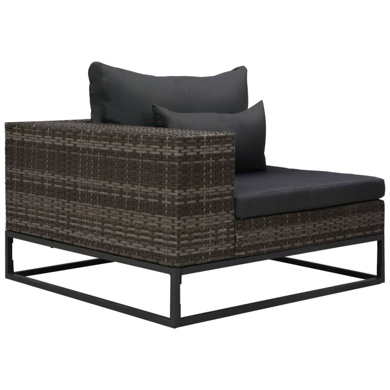 vidaXL 3 Piece Garden Sofa Set with Cushions Poly Rattan Grey