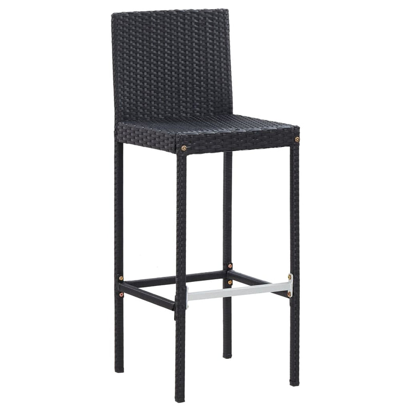 vidaXL 7 Piece Outdoor Bar Set with Cushions Poly Rattan Black