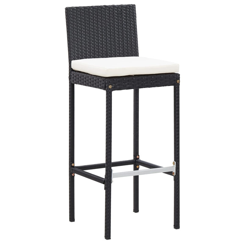 vidaXL 7 Piece Outdoor Bar Set with Cushions Poly Rattan Black