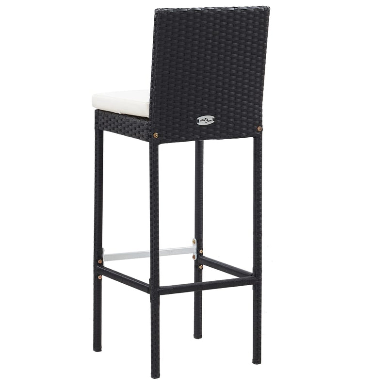 vidaXL 7 Piece Outdoor Bar Set with Cushions Poly Rattan Black