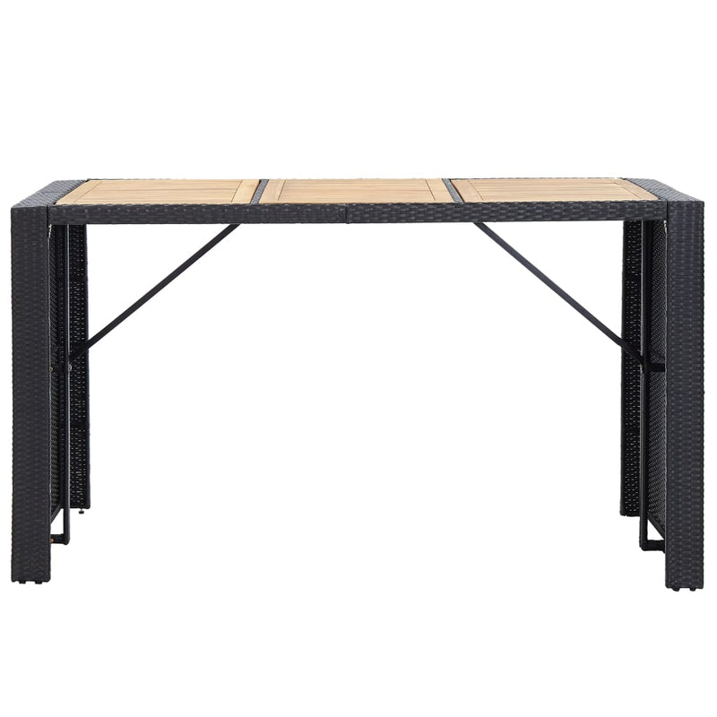 vidaXL 7 Piece Outdoor Bar Set with Cushions Poly Rattan Black