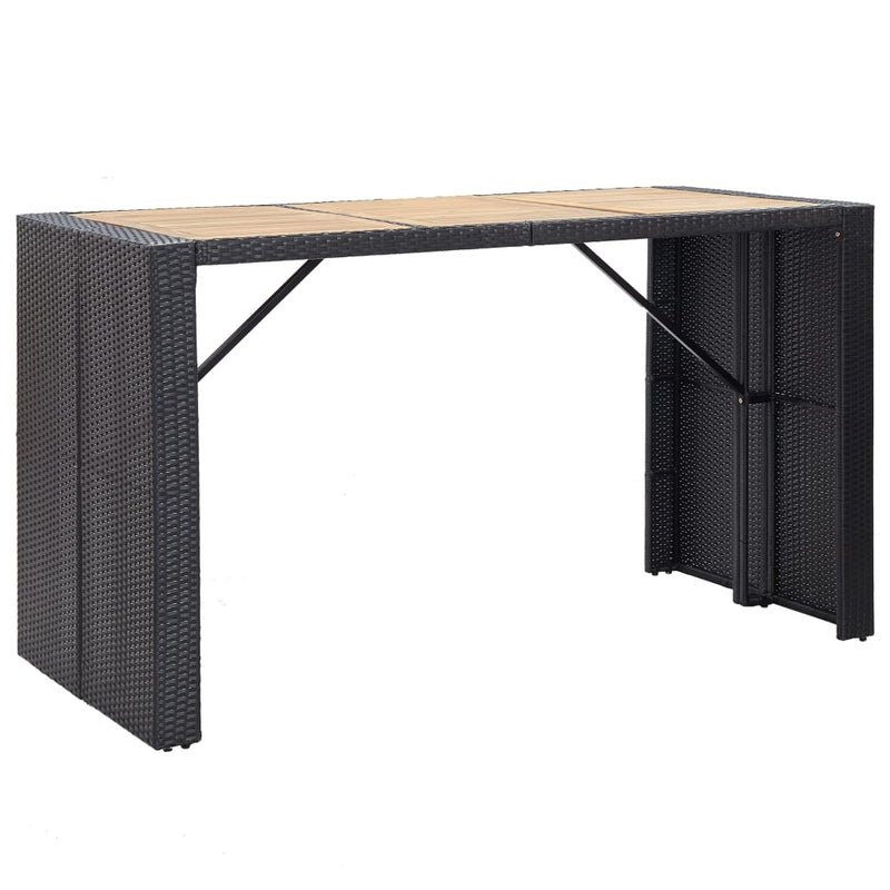 vidaXL 7 Piece Outdoor Bar Set with Cushions Poly Rattan Black