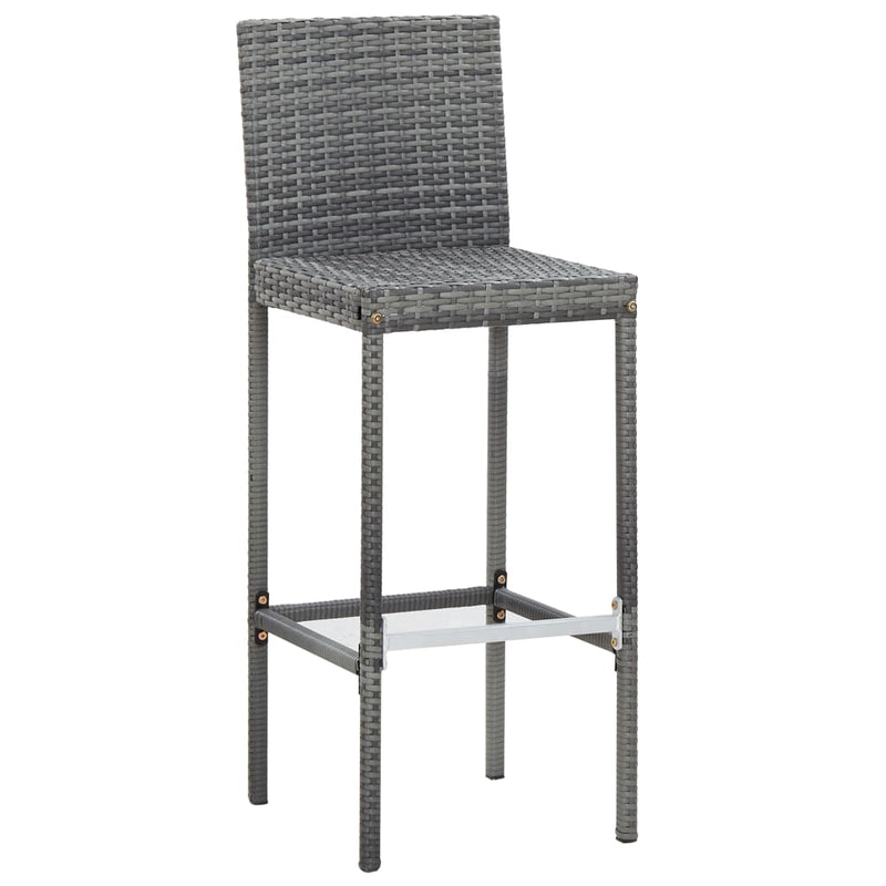 vidaXL 7 Piece Outdoor Bar Set with Cushions Poly Rattan Grey