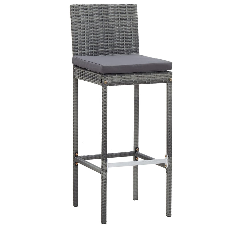 vidaXL 7 Piece Outdoor Bar Set with Cushions Poly Rattan Grey