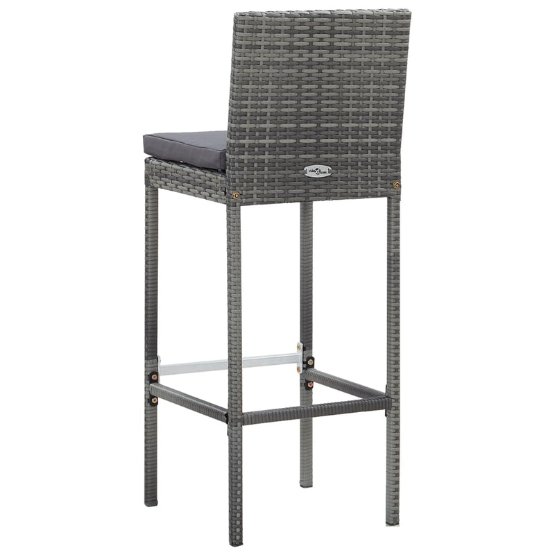 vidaXL 7 Piece Outdoor Bar Set with Cushions Poly Rattan Grey