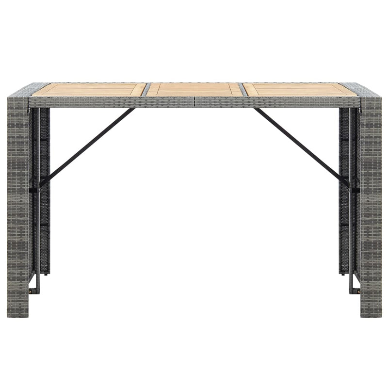 vidaXL 7 Piece Outdoor Bar Set with Cushions Poly Rattan Grey