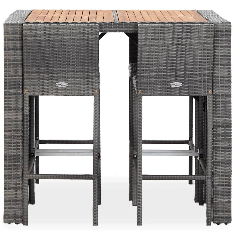 vidaXL 5 Piece Outdoor Bar Set Poly Rattan and Acacia Wood Grey