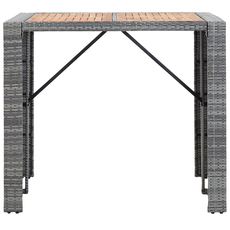 vidaXL 5 Piece Outdoor Bar Set Poly Rattan and Acacia Wood Grey