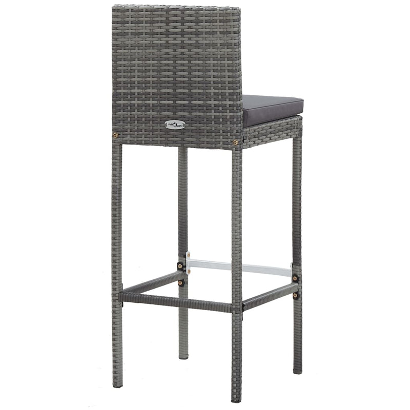 vidaXL 5 Piece Outdoor Bar Set Poly Rattan and Acacia Wood Grey