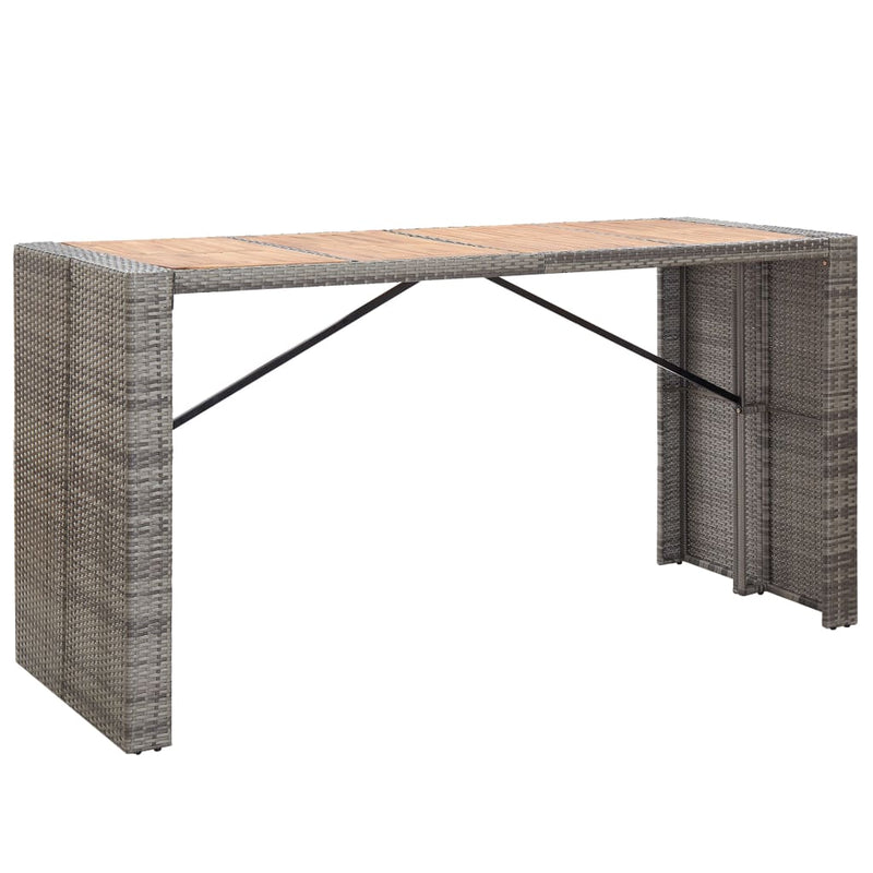 vidaXL 9 Piece Outdoor Bar Set Poly Rattan and Acacia Wood Grey