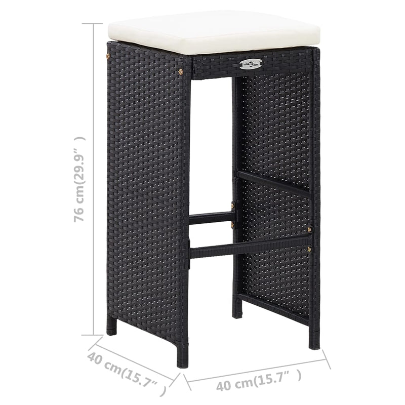 vidaXL 5 Piece Outdoor Bar Set Poly Rattan and Glass Black