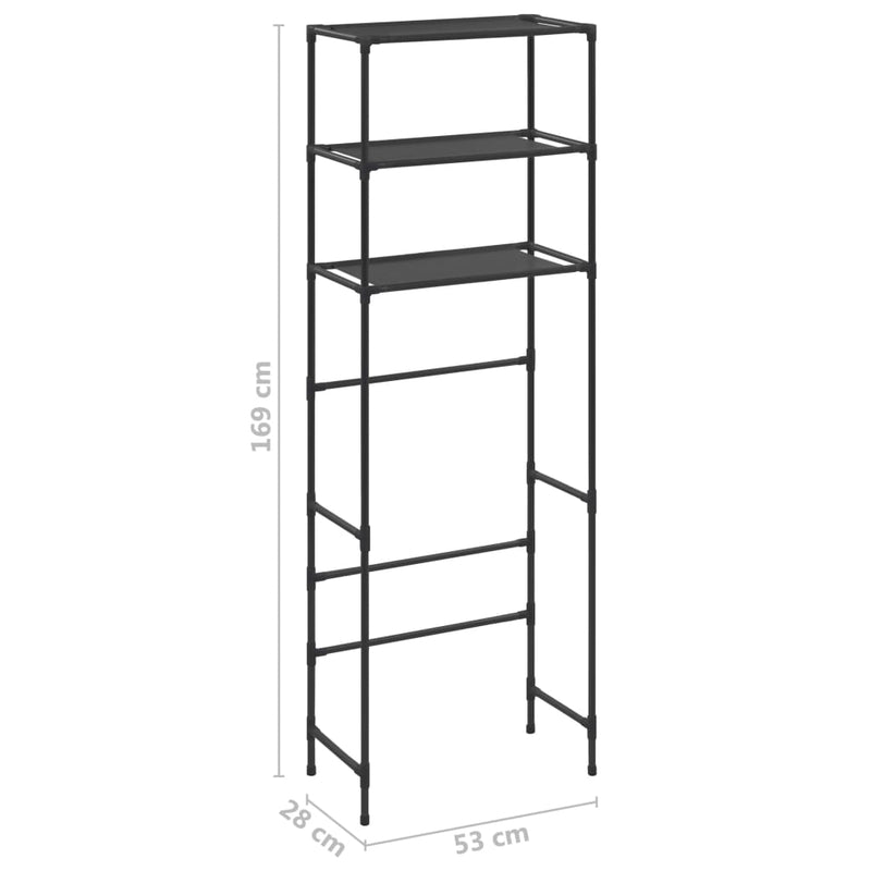 vidaXL 3-Tier Storage Rack over Toilet Black 53x28x169 cm