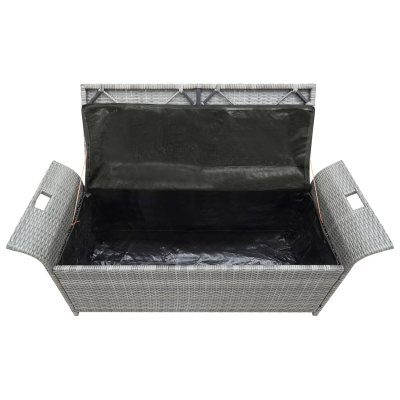 vidaXL Storage Bench with Cushion Grey 138 cm Poly Rattan