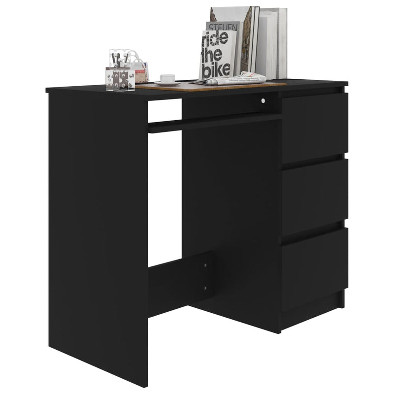 vidaXL Desk Black 90x45x76 cm Engineered Wood