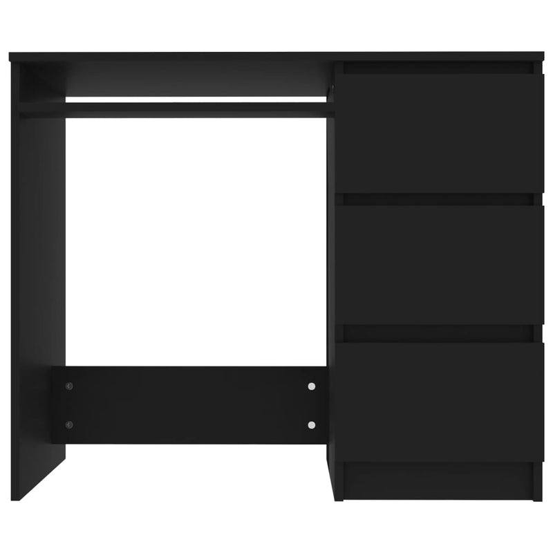 vidaXL Desk Black 90x45x76 cm Engineered Wood