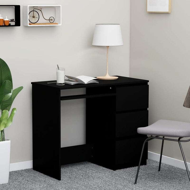 vidaXL Desk Black 90x45x76 cm Engineered Wood