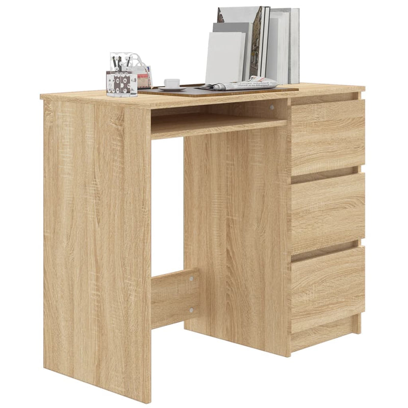 vidaXL Desk Sonoma Oak 90x45x76 cm Engineered Wood