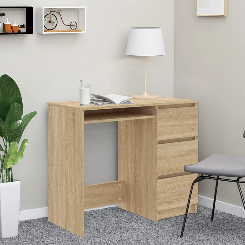 vidaXL Desk Sonoma Oak 90x45x76 cm Engineered Wood