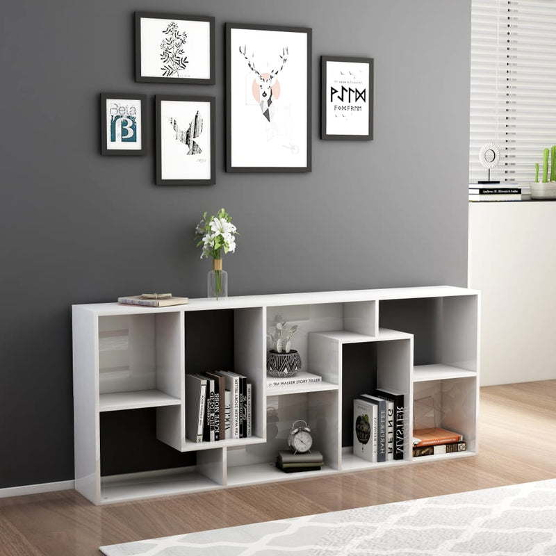 vidaXL Book Cabinet High Gloss White 67x24x161 cm Engineered Wood