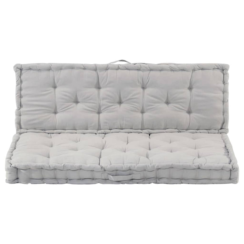 vidaXL Pallet Floor Cushions 2 pcs Cotton Grey