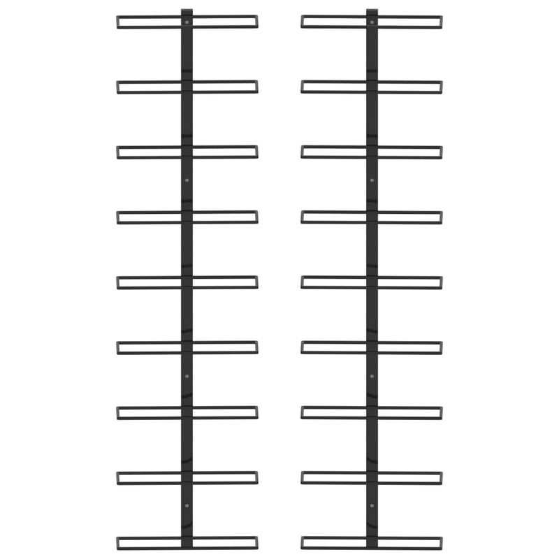 vidaXL Wall-mounted Wine Racks for 18 Bottles 2 pcs Black Iron