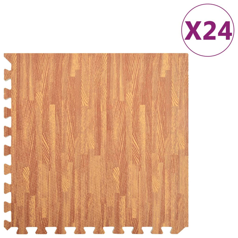 vidaXL Floor Mats 24 pcs Wood Grain 8.64 m² EVA Foam