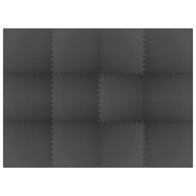 vidaXL Floor Mats 12 pcs 4.32 m² EVA Foam Black