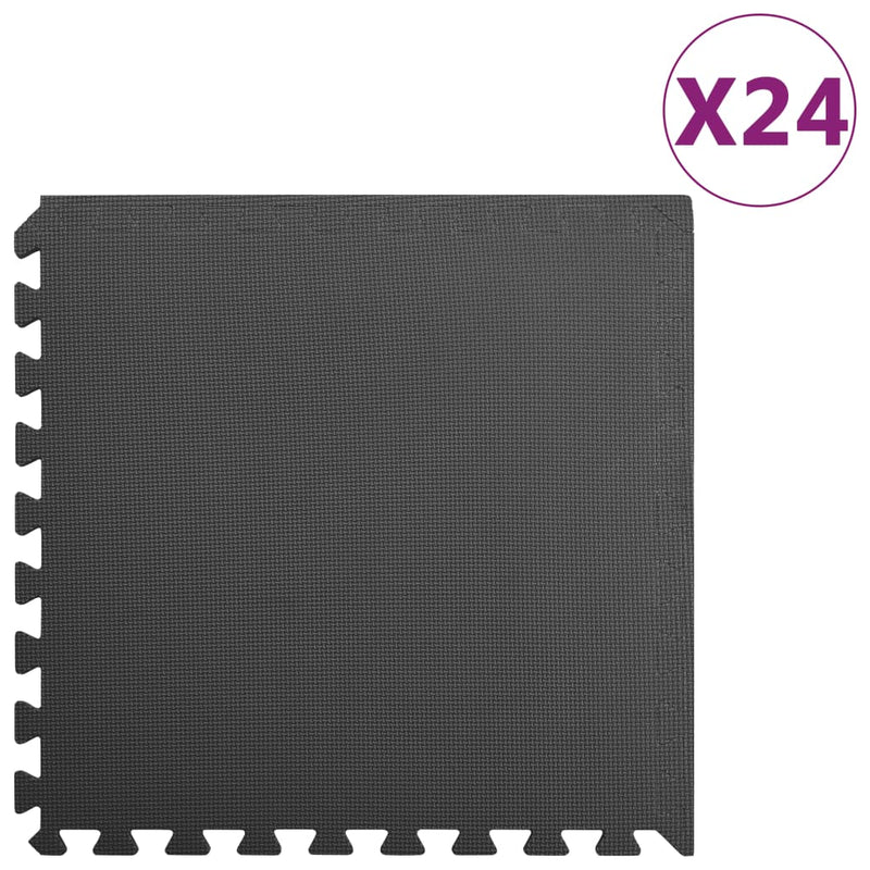 vidaXL Floor Mats 24 pcs 8.64 m² EVA Foam Black