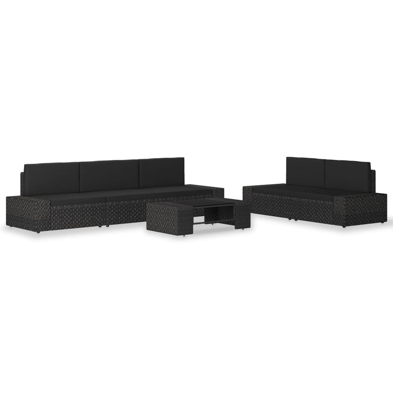 vidaXL 6 Piece Garden Lounge Set Poly Rattan Black