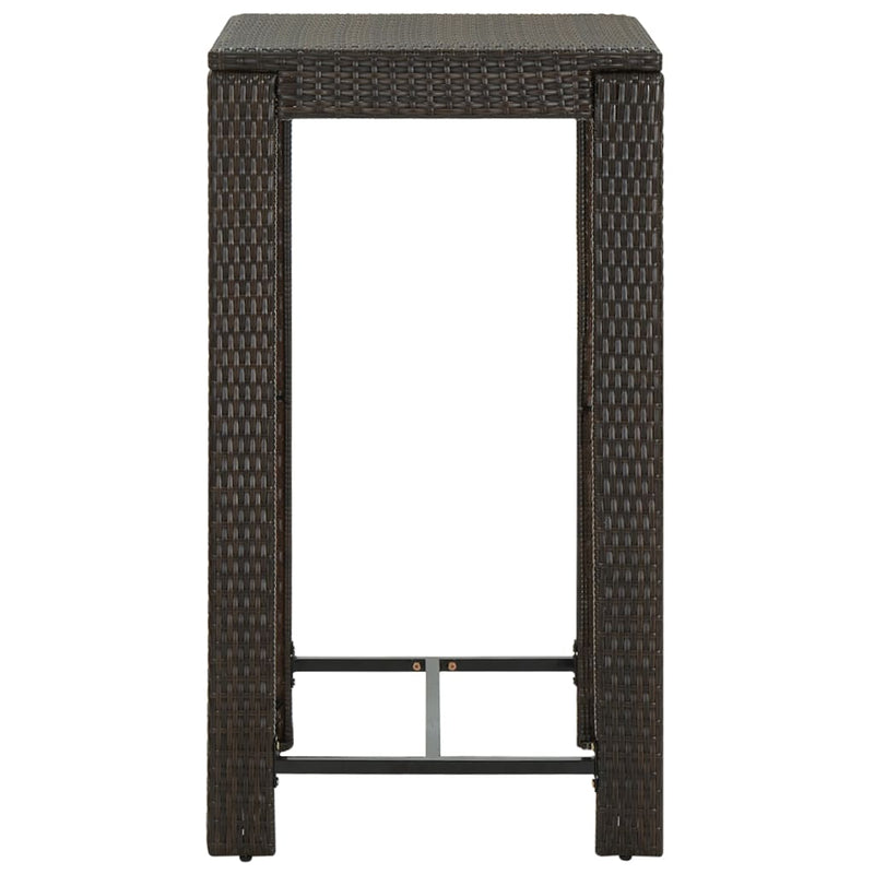 vidaXL Garden Bar Table Brown 60.5x60.5x110.5 cm Poly Rattan