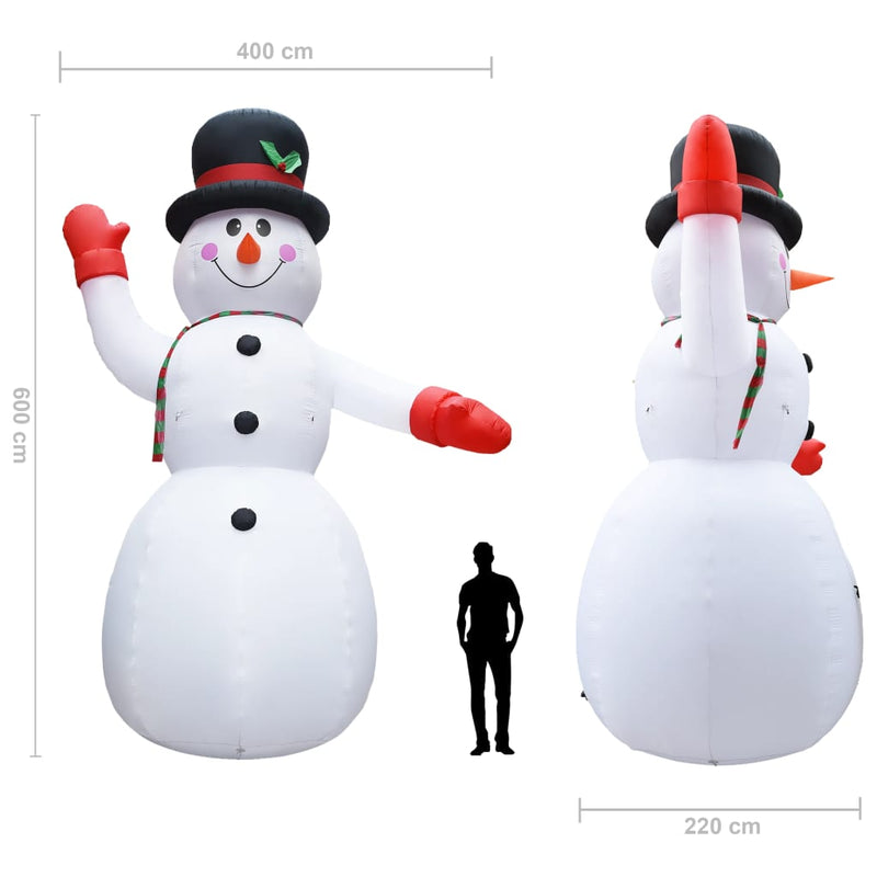 vidaXL Christmas Inflatable Snowman with LED IP44 600 cm XXL