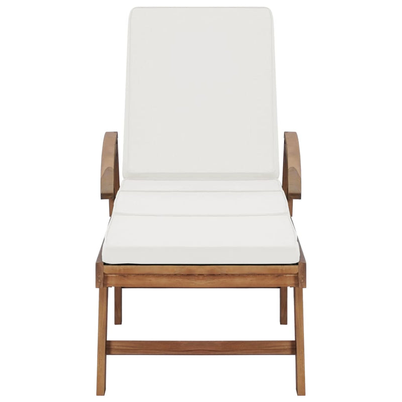 vidaXL Sun Loungers with Cushions 2 pcs Solid Teak Wood Cream