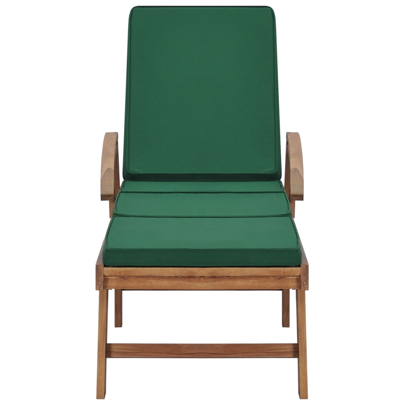 vidaXL Sun Loungers with Cushions 2 pcs Solid Teak Wood Green