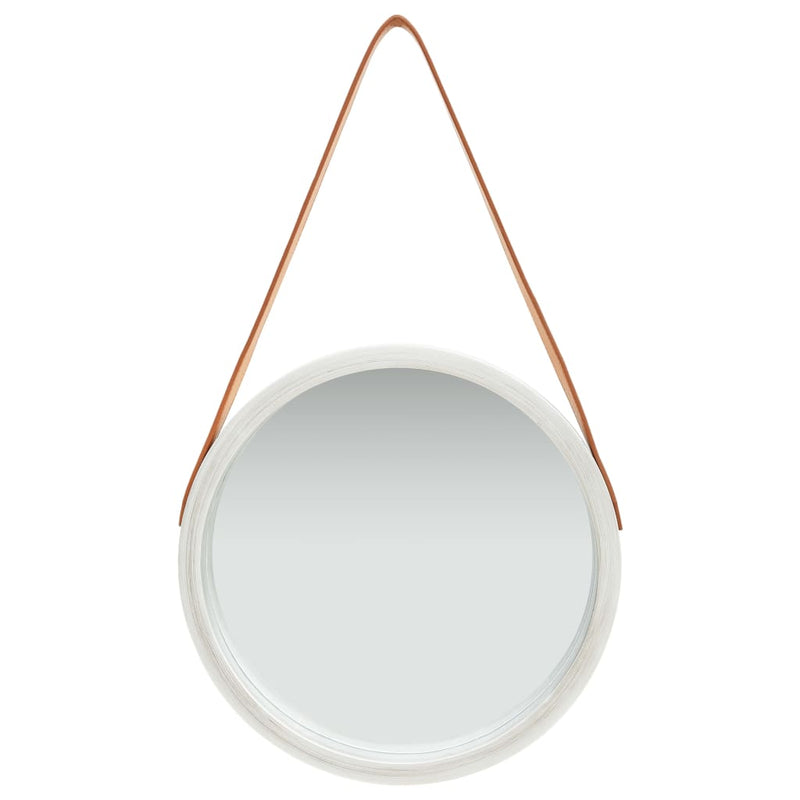 vidaXL Wall Mirror with Strap 40 cm Silver