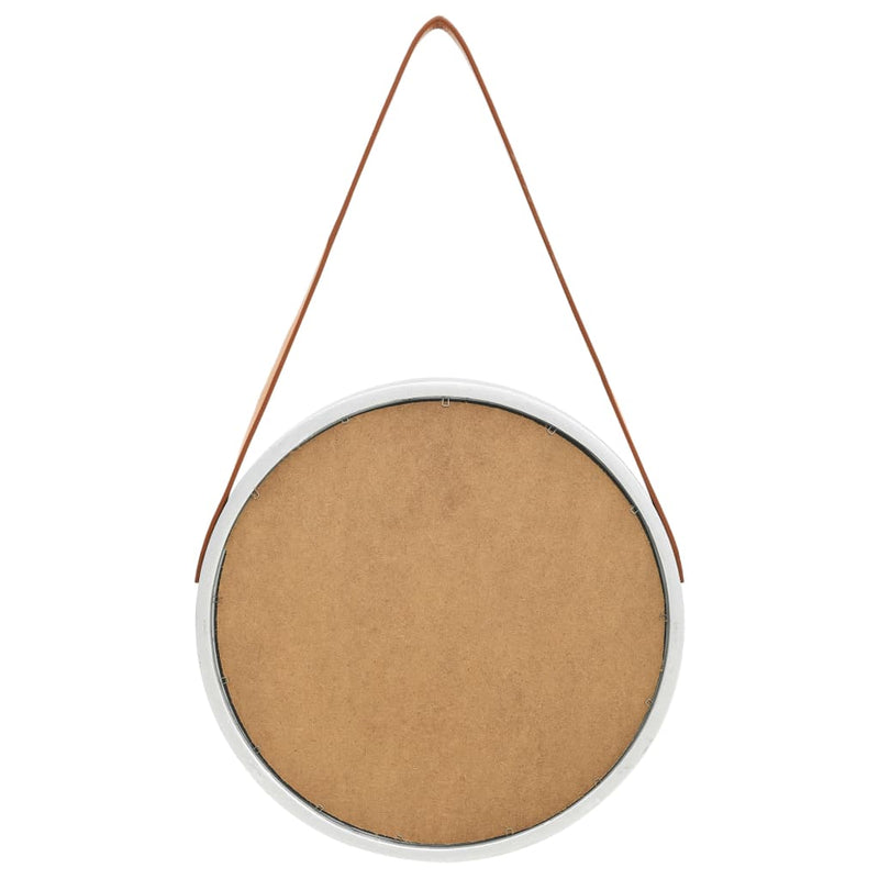 vidaXL Wall Mirror with Strap 40 cm Silver