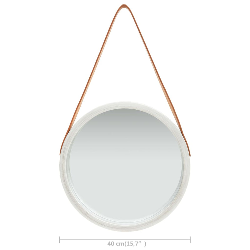 vidaXL Wall Mirror with Strap 40 cm Silver