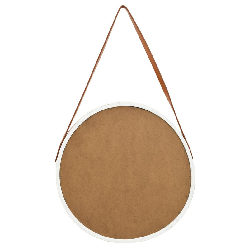 vidaXL Wall Mirror with Strap 50 cm White