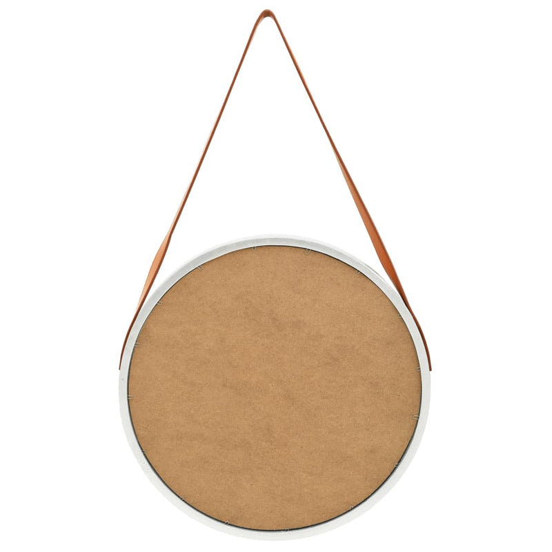 vidaXL Wall Mirror with Strap 50 cm Silver