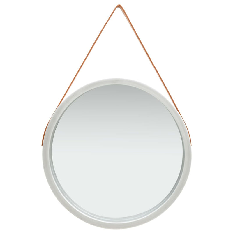 vidaXL Wall Mirror with Strap 60 cm Silver