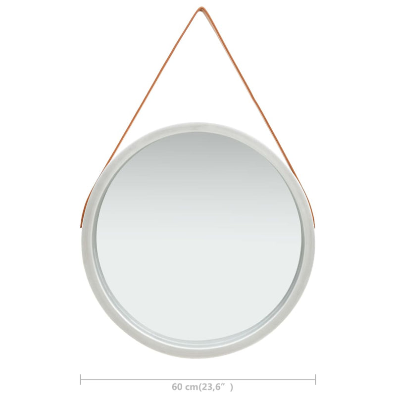 vidaXL Wall Mirror with Strap 60 cm Silver