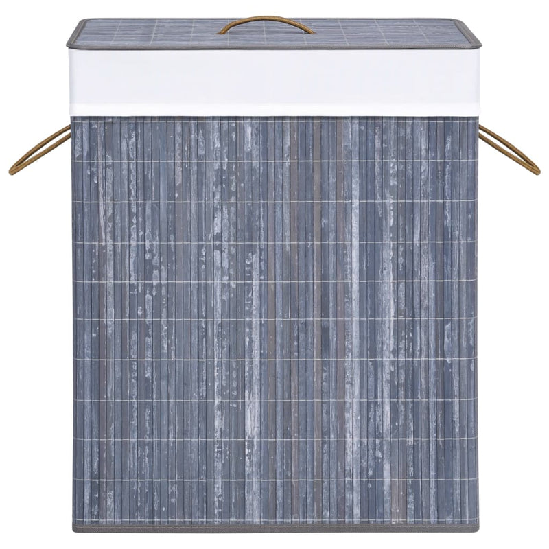 vidaXL Bamboo Laundry Basket with 2 Sections Grey 100 L